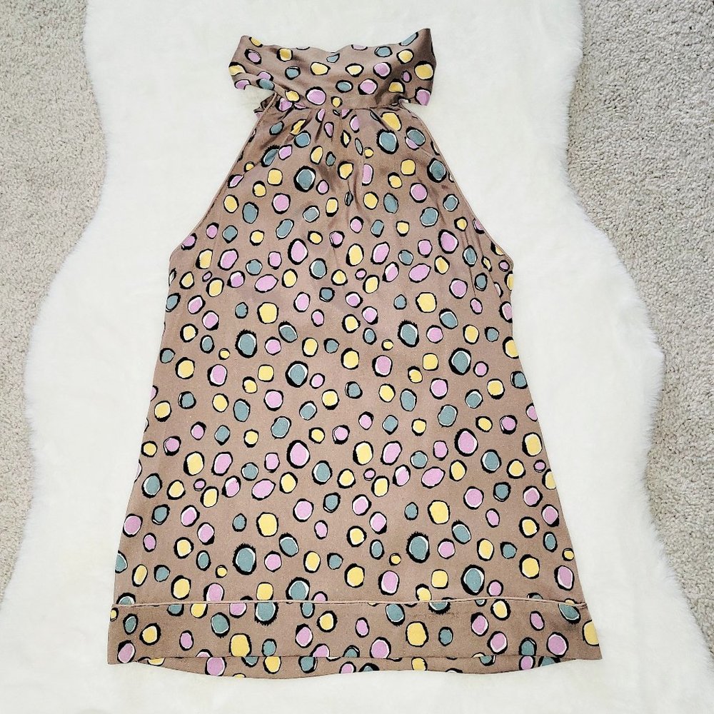 BCBG Max Azria Silk polka dot tie neck halter XS